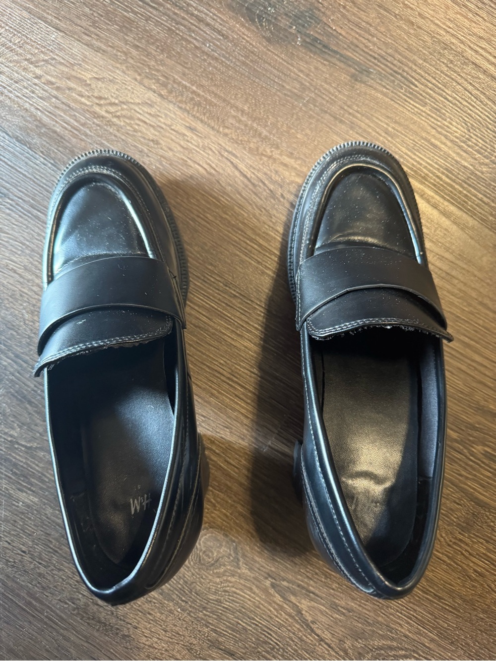 H&M Black Leather Penny Loafers - Women's Size 9-9.5